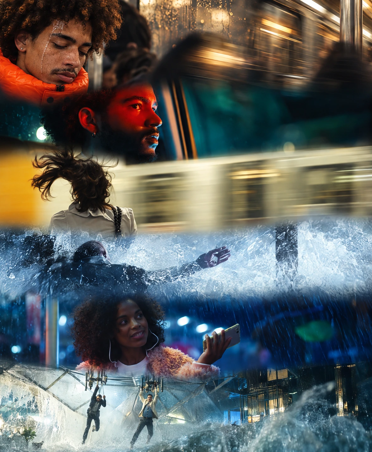 Photo-only rectangular crop of all six cinematography reference strips; puffer fabric and zipper omitted.
